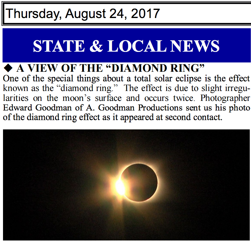 Diamond ring photo in the Aug 24th Morning Fax (http://www.wyxi.net/morningfax/2017-0824.pdf)