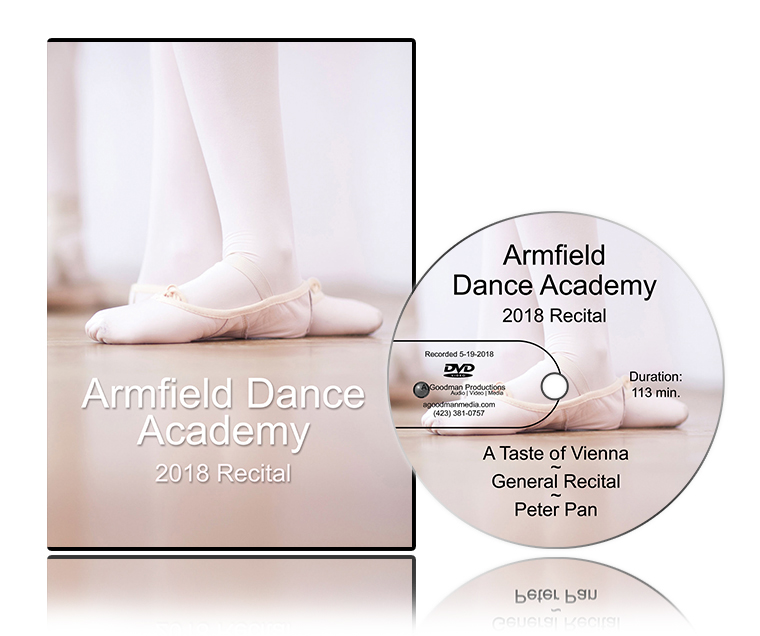 'Armfield Dance Academy 2018 Recital' DVD cover and disc